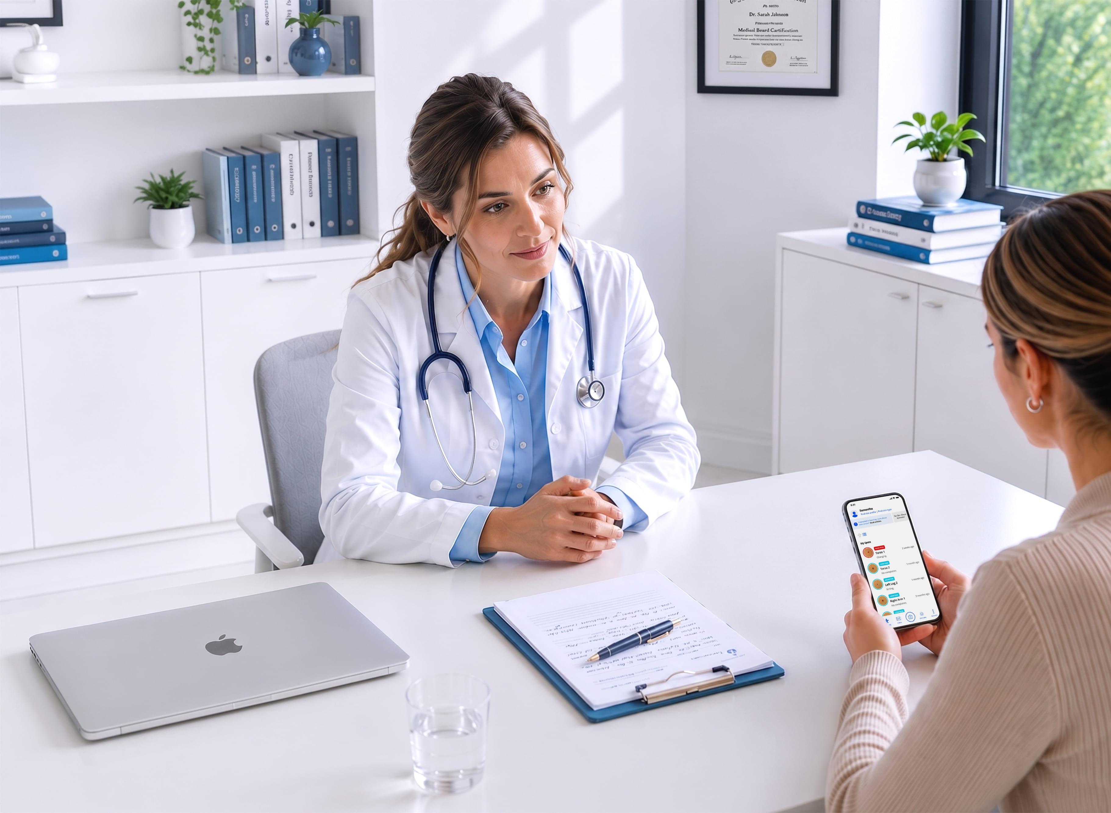 Doctor reviewing SkinVision results with a patient