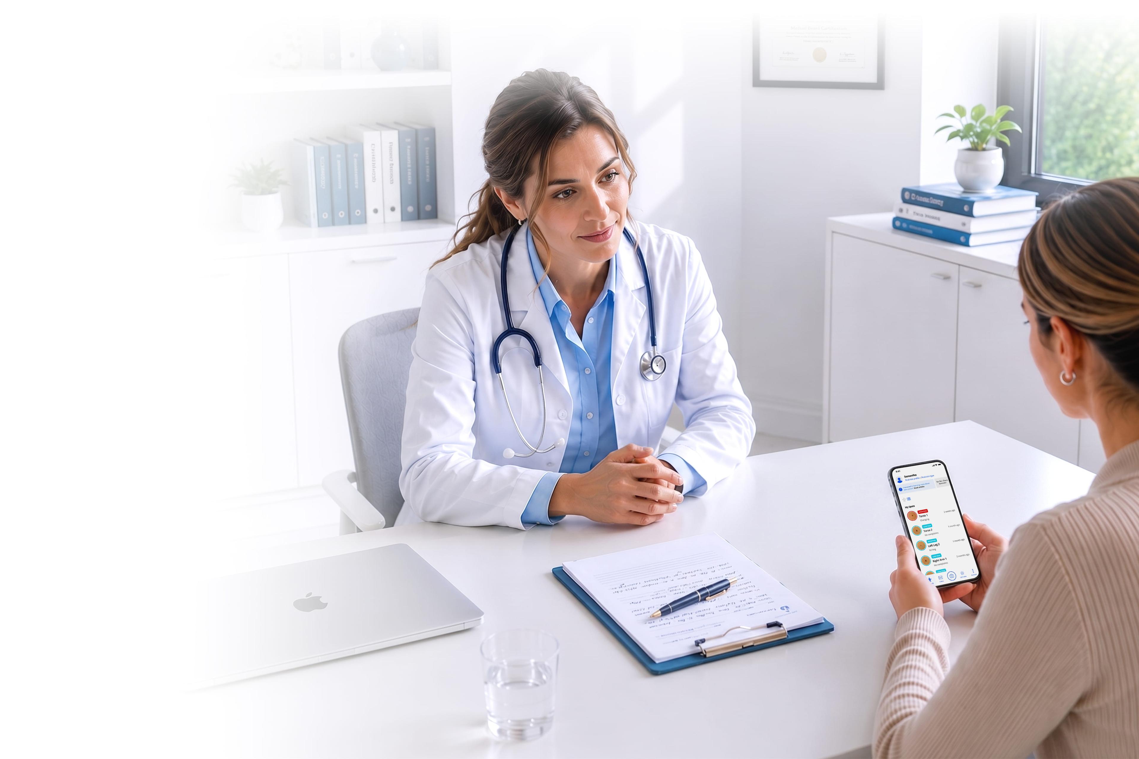 Doctor reviewing SkinVision results with a patient
